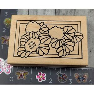 Make An Impression Flowers Paper Art Frames Rubber Stamp Wood #K84